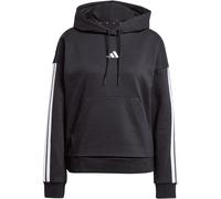 adidas Women's Essentials 3-Stripes Fleece Hoodie, Black/White, XL