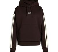 Kapuzensweatshirt ADIDAS SPORTSWEAR "ESSENTIALS 3-STREIFEN FLEECE-HOODIE", Damen, Gr. M, braun (aurora coffee, ivory), Obermaterial: 55% Baumwolle, 36% Polyester, 9% Viskose, normal, Rundhals, angeset