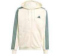 Kapuzensweatshirt ADIDAS SPORTSWEAR "ESSENTIALS 3-STREIFEN FLEECE", Herren, Gr. S, ivory, collegiate grün, Obermaterial: 70% Baumwolle, 30% Polyester, normal, Rundhals, angesetztes Bündchen, Sweatshir