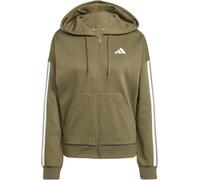 Kapuzensweatshirt ADIDAS SPORTSWEAR "W 3S FL FZ HD", Damen, Gr. S, olive strata, weiß, Obermaterial: 55% Baumwolle, 36% Polyester, 9% Viskose, angesetztes Bündchen, Sweatshirts (17720445-S) olive stra