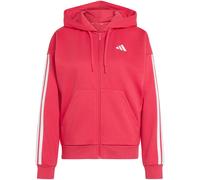 Kapuzensweatshirt ADIDAS SPORTSWEAR "ESSENTIALS 3-STREIFEN FULL-ZIP FLEECE", Damen, Gr. S, pink (power pink, weiß), Obermaterial: 55% Baumwolle, 36% Polyester, 9% Viskose, angesetztes Bündchen, Sweats