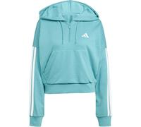 Adidas Damen Essentials 3-Stripes French Terry Quarter-Zip Hoodie, Powder Teal/White, XL