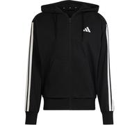 Kapuzensweatshirt ADIDAS SPORTSWEAR "ESSENTIALS 3-STREIFEN FRENCH TERRY", Herren, Gr. S, schwarz-weiß (schwarz, weiß), Obermaterial: 55% Baumwolle, 36% Polyester, 9% Viskose, normal, Rundhals, angeset