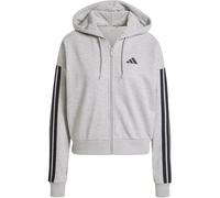Kapuzensweatshirt ADIDAS SPORTSWEAR "W 3S FT FZ HD", Damen, Gr. XXL, grau (medium grau heather, schwarz), Obermaterial: 55% Baumwolle, 36% Polyester, 9% Viskose, normal, Rundhals, Sweatshirts (7491081