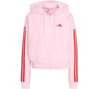 Kapuzensweatshirt ADIDAS SPORTSWEAR "W 3S FT FZ HD", Damen, Gr. S, clear pink, pure ruby, Obermaterial: 55% Baumwolle, 36% Polyester, 9% Viskose, normal, Rundhals, Sweatshirts (58108124-S) clear pink,