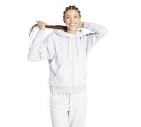 Adidas Women's Essentials 3-Stripes Full-Zip Fleece Hoodie, Light Grey Heather/White, L