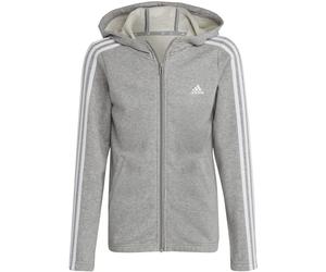 Adidas Essentials 3-Streifen Full-Zip Kapuzenjacke Mädchen Kapuzensweater, grau 140