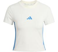adidas Women's Essentials 3 Stripes Slim Baby T-Shirt, Off White/ray Blue, S