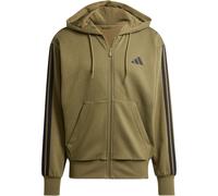 adidas Herren Essential Three Stripes Fleece Zipper Hoodie, Olive strata/Black, M