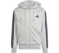 adidas Men's Essential Three Stripes Fleece Zipper Hoodie, medium Grey Heather/Black, L