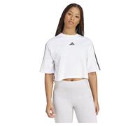 Adidas T-Shirt Essentials 3-Streifen Damen JD4999 - Baumwolle, Loose Fit - Weiß/Schwarz M