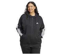 Essentials 3-Streifen Full-Zip Fleece Kapuzenjacke (Große Größen) Black / White 2X