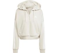 adidas Women's Essentials 3-Stripes French Terry Quarter-Zip Hoodie, Wonder Alumina/White, XS