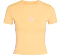 adidas Women's Essentials 3 Stripes Slim Baby T-Shirt, Semi Ice Tangerine/st Tropic Bloom, L