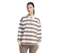 Adidas Poloshirt Essentials Contemporary French Terry Langarm Damen Gr. M khaki six/sanftes weiß