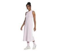 adidas Damen Essentials 3-Streifen Langes Racerback Kleid, Transparentes Rosa/Weiß, M