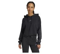 adidas Essentials Damen-Sweatshirt, 3-Streifen-Druck, French Terry, Kapuzenpullover, Schwarz, M