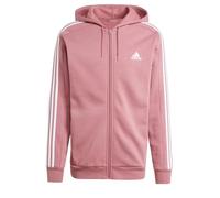 Adidas Essentials Herren-Kapuzenpullover aus Fleece, 3-Streifen, Durchgehender Reißverschluss, preloved Crimson, Größe L/Tall