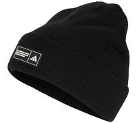 ESSENTIALS LABEL BEANIE MIT UMSCHLAG Black / White M/L