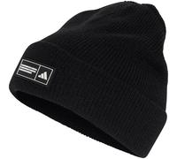 ESSENTIALS LABEL BEANIE MIT UMSCHLAG Black / White M/L
