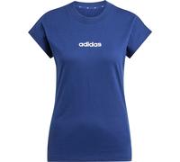 adidas Damen Essentials LINEAR Cotton T-Shirt, Dark Blue/White, XS