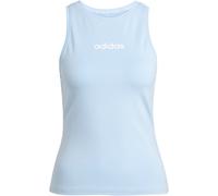 adidas Tanktop Essentials Linear Slim JG8627 Damen Baumwolle Rundhals Glow Blau/Weiß XS