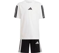 adidas Unisex Kids ESSENTIALS SMALL LOGO STRIPES T-SHIRT SET, white/black, 5-6 Years