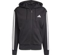 Adidas Men's Essential Three Stripes Fleece Zipper Hoodie, Black/White, M