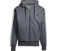 Adidas Men's Essential Three Stripes Fleece Zipper Hoodie, Dark Grey Heather/Black, XXL