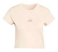 adidas Sportswear Cropped T-Shirt mit Label-Print in Beige, Größe L