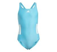 adidas Girl's 3-Stripes C-Back Swimsuit, Lucid Cyan/White, 5-6 Years