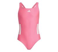 adidas Girl's 3-Stripes C-Back Swimsuit, Lucid pink/White, 7-8 Years