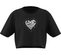 adidas Girl's Everyday Glam Cropped Graphic T-Shirt JUNIOR, Black, 7-8 Years