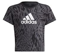 Adidas Girls T-Shirt (Short Sleeve) G Fi AOP Tee, Grey Six/Black/White, HN1060, 164