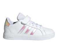 Klettschuh ADIDAS SPORTSWEAR "GRAND COURT 2.0 KIDS", Mädchen, Gr. 33, weiß (cloud weiß, iridescent, cloud weiß), Synthetik, Textil, Schuhe Klettschuh, mit Klettverschluss, für Kinder & Jugendliche (46