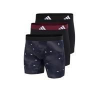 adidas Herren Boxershorts, 3er Pack - Boxer Briefs, Active Flex Cotton, Logo Schwarz/Grau/Dunkelrot / L L Mehrfarbig