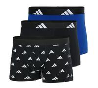 adidas Herren Boxershorts, 3er Pack - Trunks, Active Flex Cotton, Logo, einfarbig Schwarz/Weiß/Blau XL