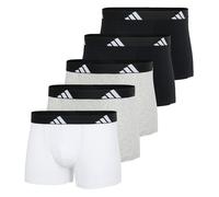 adidas Herren Boxershorts, 5er Pack - Trunks, Active Flex Cotton, Logo Schwarz/Weiß/Grau M