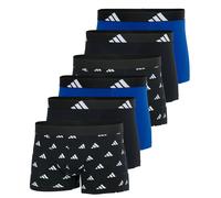 ADIDAS adidas Herren Boxershorts, 6er Pack - Trunks, Active Flex Cotton, Logo, einfarbig (TB_4AM002-6P) S Schwarz/Weiß/Blau