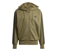 adidas Herren Essential Three Stripes Fleece Zipper Hoodie, Olive strata/Black, M