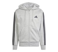 adidas Herren Essential Three Stripes Fleece Zipper Hoodie Sweatshirt, medium Grey Heather/Black, XS