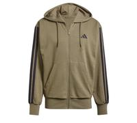 adidas Herren Essential Three Stripes French Terry Fullzip Hoodie Sweatshirt, Olive Strata/Black, S