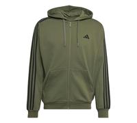 adidas Herren Essentials 3-Stripes French Terry Full-Zip Hoodie Sweatshirt, Olive Four/Black, XXL