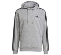 adidas Herren Essentials Fleece 3-Stripes Hoodie, Medium Grey Heather / Black, XL