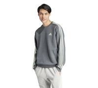 adidas Herren Essentials Fleece 3-Stripes Sweatshirt, Dark Grey Heather/semi Green Spark, S