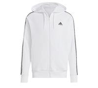 Adidas Herren Essentials French Terry 3-Stripes Full-Zip Hoodie, White/Olive Strata, M