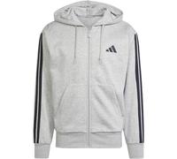 Kapuzensweatjacke ADIDAS SPORTSWEAR "M 3S FL FZ HD", Damen, Gr. S, grau (medium grau heather, schwarz), Obermaterial: 55% Baumwolle, 36% Polyester, 9% Viskose, normal, ohne Ausschnitt, Sweatjacken, fü