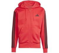 Adidas Men's Essential Three Stripes Fleece Zipper Hoodie, Pure Ruby/Black, S