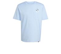 adidas Herren Lounge Slides Graphic Pocket T-Shirt, Glow Blue, XS