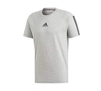Adidas Herren Must Haves T-Shirt mit 3 Streifen, kurzärmelig, Medium Grey Heather/Black, Größe L